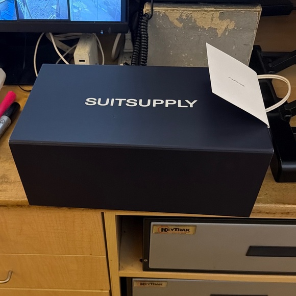 Suit Supply Black Tuxedo Oxford Leather-New in Box